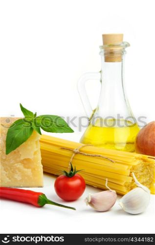 Close up of basic ingredients in italian cousine