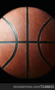 Close up of Basketball on black background