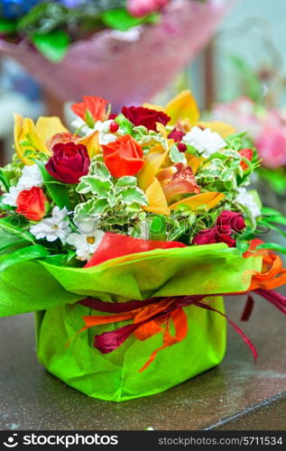 close up of beautiful wedding bouquet