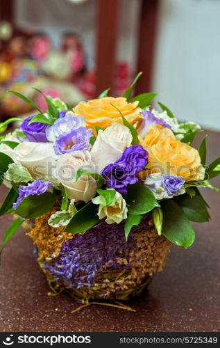 close up of beautiful wedding bouquet