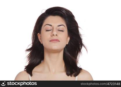Close-up of beautiful woman with eyes closed