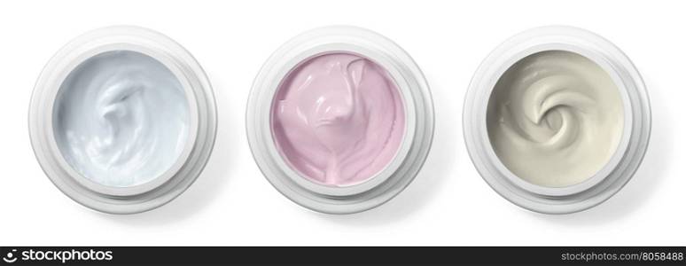 close up of beauty cream or yogurt on white background