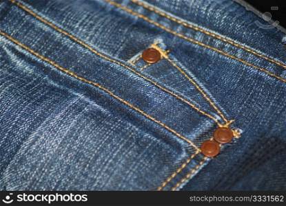 Close-up of Blue jeans fabric texture