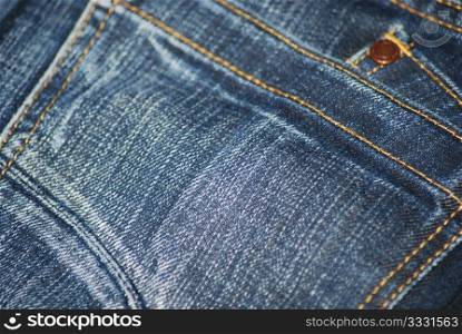 Close-up of Blue jeans fabric texture
