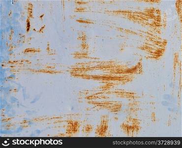 Close up of blue rusty steel surface texture