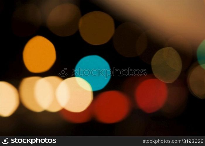 Close-up of blurred lights, Los Angeles, California, USA