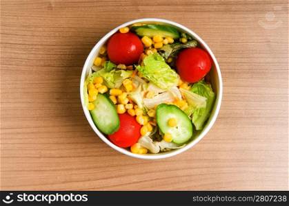 Close up of bowl with vegetable salad