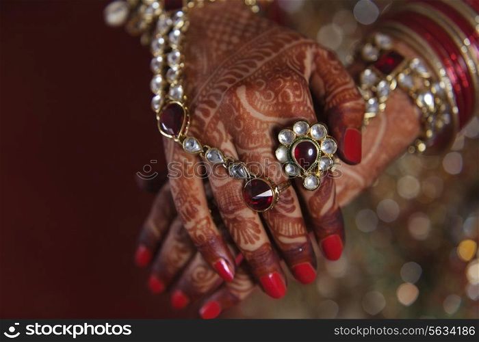 Close-up of bride&rsquo;s hand