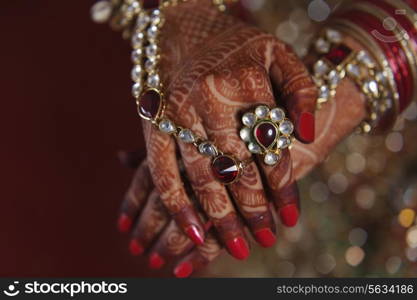 Close-up of bride&rsquo;s hand