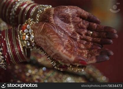 Close-up of bride&rsquo;s hand on her wedding day