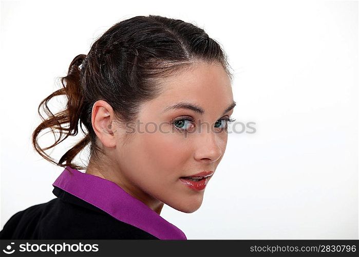 Close-up of brunette businesswoman