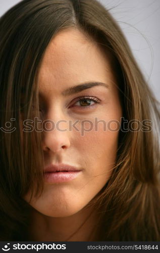 Close-up of brunette model