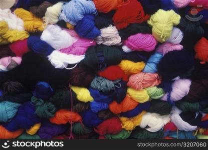 Close-up of bundles of wool