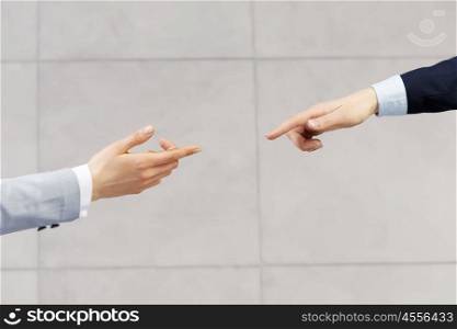Close up of business handshake between two colleagues