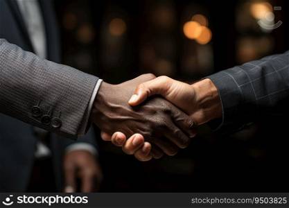 Close up of business handshake on dark background