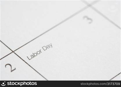 Close up of calendar displaying Labor Day.