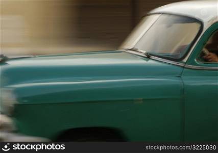 Close-up of car on a road, Havana, Cuba