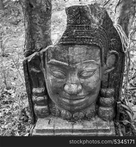 Close-up of carving details of statue, Koh Samui, Surat Thani Province, Thailand