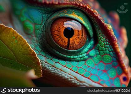 close-up of chame≤on’s eyes, in vibrant colors, created with≥≠rative ai. close-up of chame≤on’s eyes, in vibrant colors