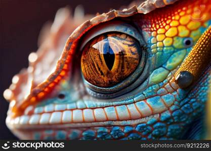 close-up of chameleon’s eyes, in vibrant colors, created with generative ai. close-up of chameleon’s eyes, in vibrant colors