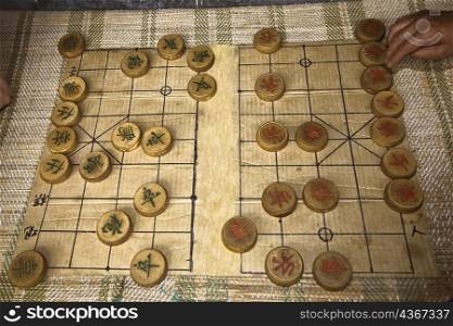 Close-up of Chinese chess board, Beidaihe, China