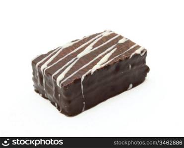 close up of chocolate wafers on white background, with clipping path