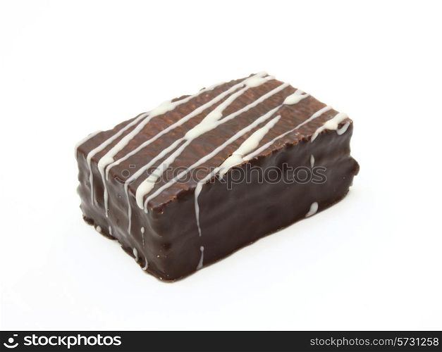 close up of chocolate wafers on white background, with clipping path