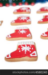 Close-up Of Christmas Cookies Isolated Over White Background