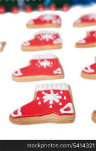 Close-up Of Christmas Cookies Isolated Over White Background