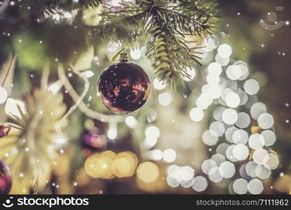 Close up of Christmas decoration on the Christmas market. Christmas bauble.