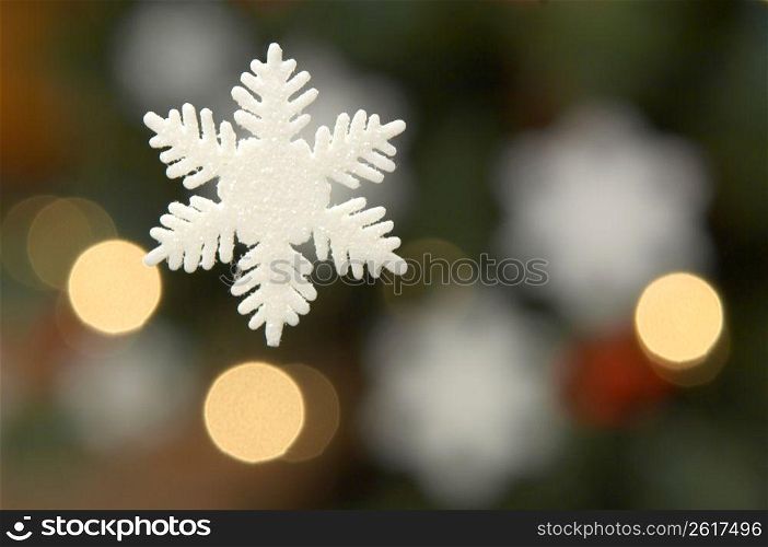 Close up of Christmas snowflake decoration