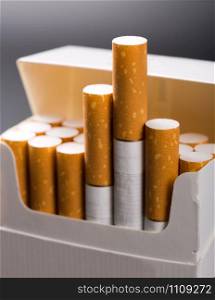 Close-up of cigarettes in pack