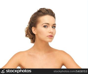 close up of clean face of beautiful young woman