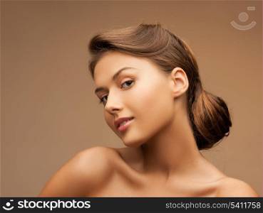 close up of clean face of beautiful young woman