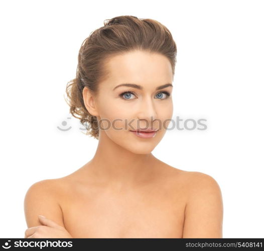 close up of clean face of young beautiful woman