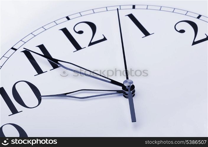 Close up of clock face on white background
