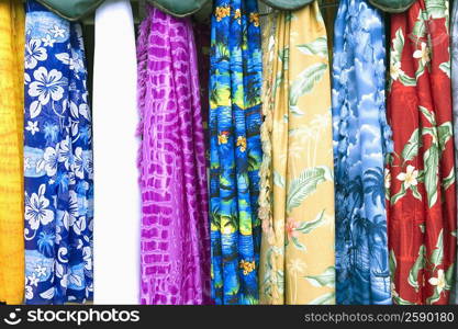 Close-up of clothes hanging at a market stall