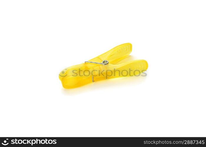 close up of clothes peg on white background