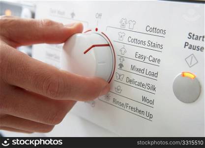 Close up of clothes washer dial