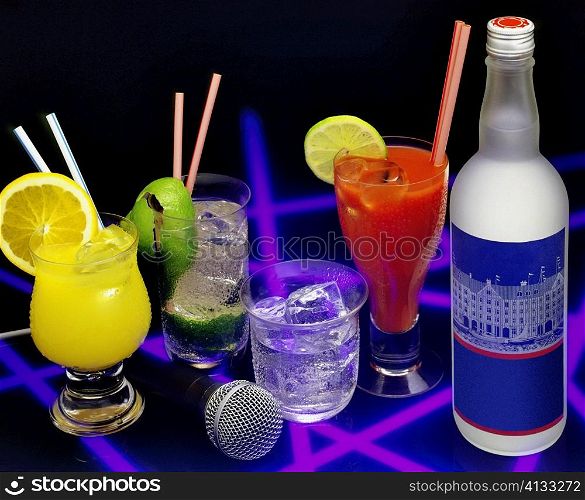Close-up of cocktail drinks on a table