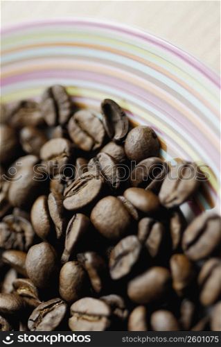 Close-up of coffee beans in a bowl