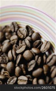 Close-up of coffee beans in a bowl