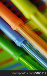 Close-up of colored pens