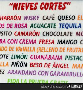 Close-up of colorful text sign, Centro, Dolores Hidalgo, Guanajuato, Mexico