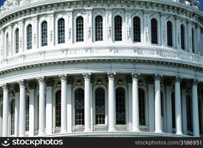 Close-up of columns of a building, Capitol Building, Washington DC, USA