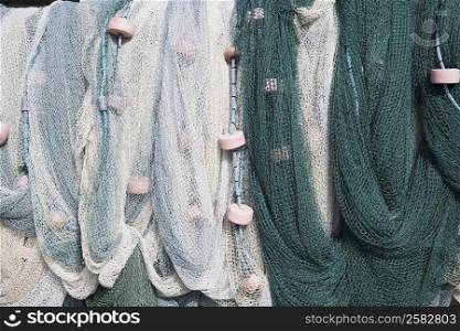 Close-up of commercial fishing nets
