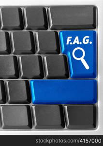 Close-up of Computer keyboard with &acute;FAQ&acute; key