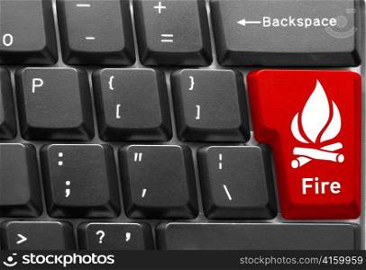 Close-up of Computer keyboard, with &acute;Fire Danger&acute; key