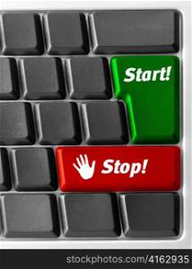 Close-up of Computer keyboard with &acute;Start&acute; and &acute;Stop&acute; key