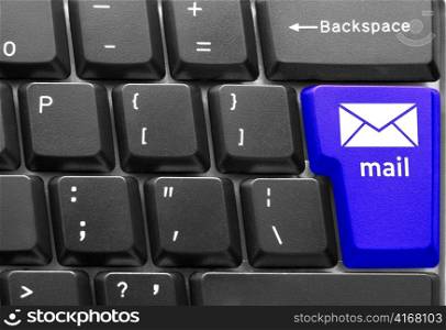Close-up of Computer keyboard, with blue &acute;Mail&acute; key